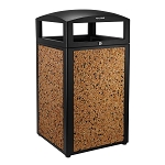 Rugged 40-Gallon All-Weather Trash Container, With Ash Tray - Brown Stone