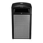 Rugged 40-Gallon All-Weather Trash Container, With Ash Tray - Grey Steel Panels