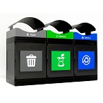 Avante Triple Station: 165 Gal Waste, Recycling & Compost Bins